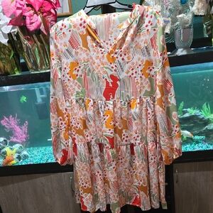 Colorful Patterned Long Sleeve Dress